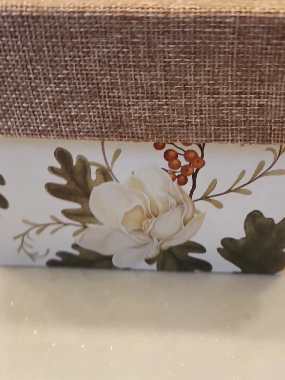 2 Floral Decorative Storage/Gift Boxes with Burlap Lids